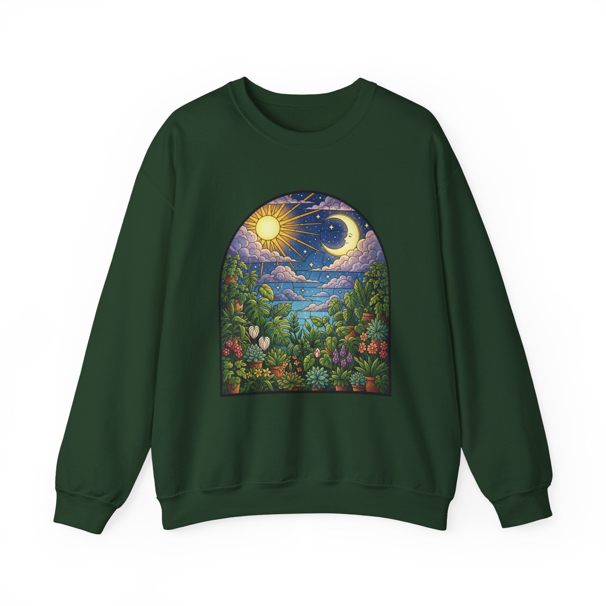Celestial Houseplant Crewneck Sweatshirt | Stained Glass Pullover