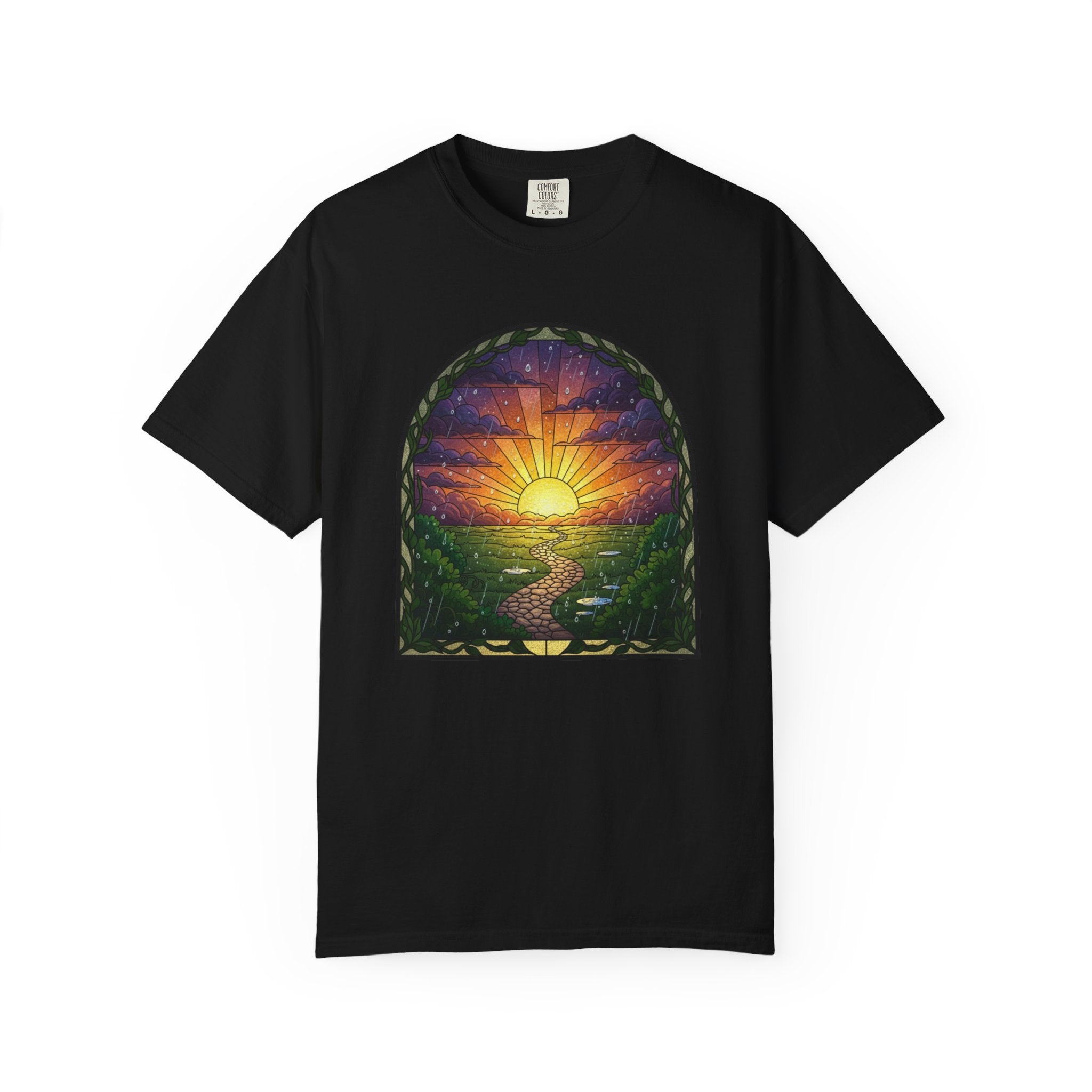 Rainy Sunset Stained Glass T-Shirt