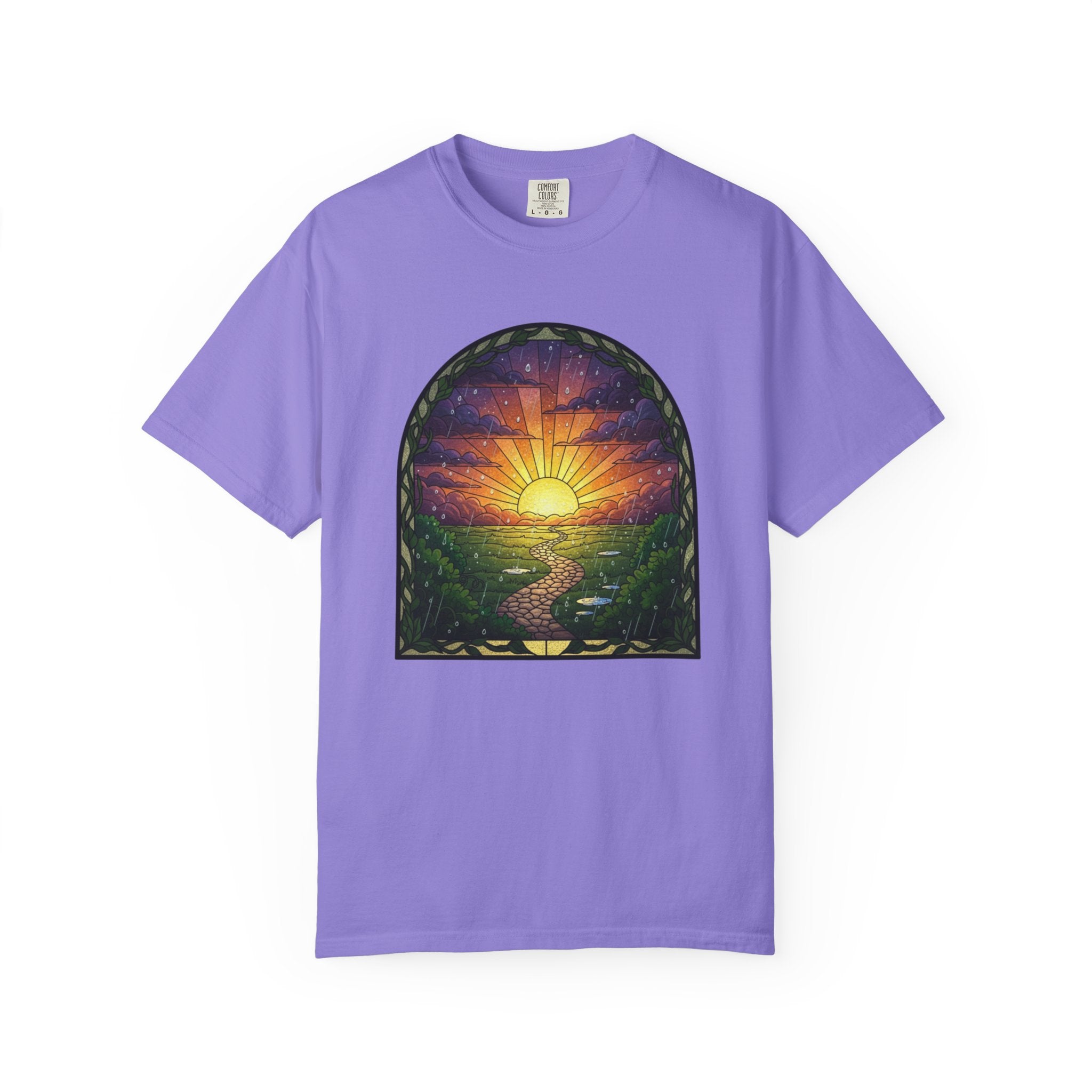 Rainy Sunset Stained Glass T-Shirt