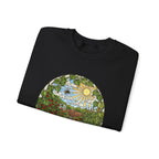 Garden Path Crewneck Sweatshirt | Stained-Glass Veggie Garden View Pullover