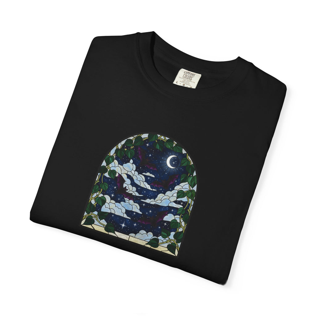Moonlight Stained Glass Bats & Pothos T‑Shirt