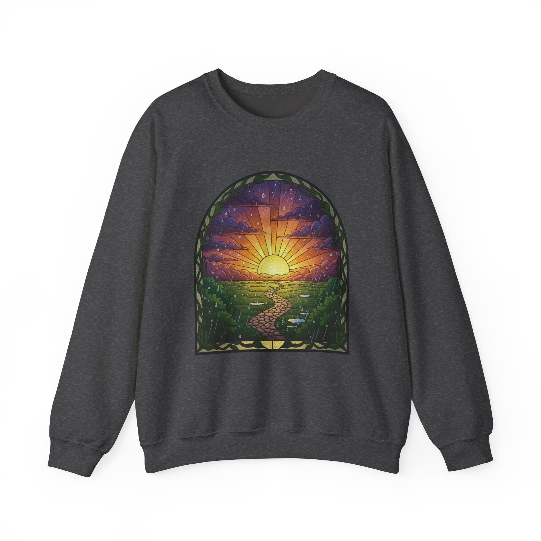 Rainy Sunset Stained Glass Crewneck Sweatshirt