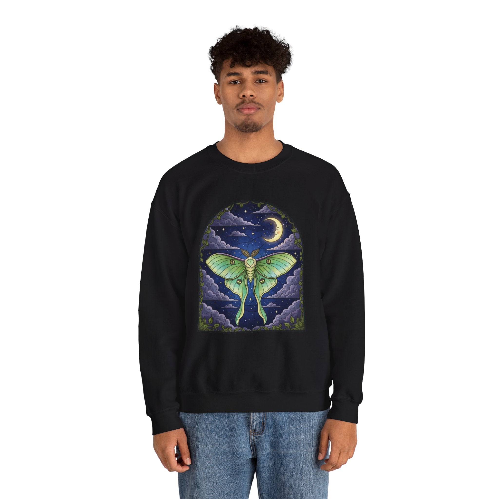 Luna Moth Stained Glass Crewneck Sweatshirt
