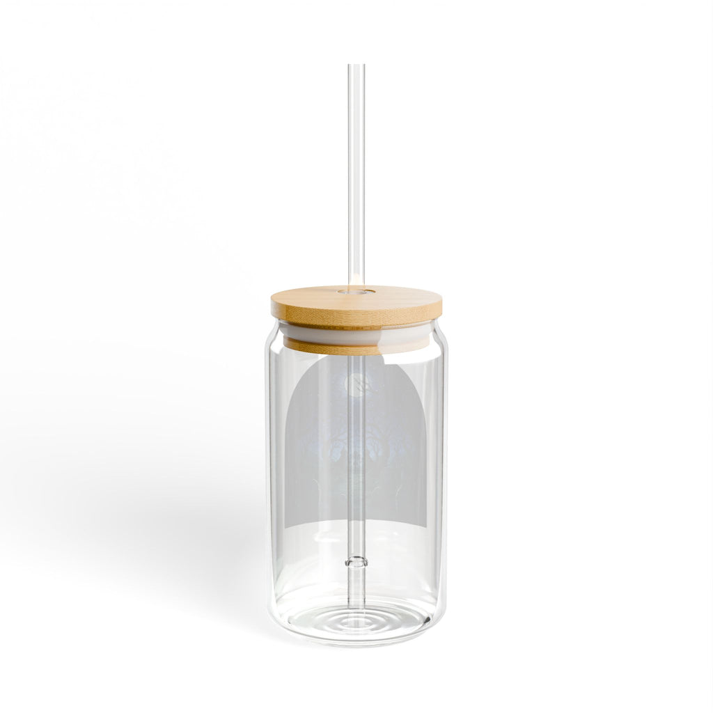 Mystic Moonlit Graveyard Glass Sipper | 16oz Eco Bamboo Lid Tumbler with Plastic Straw