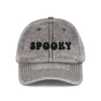 Spooky Embroidered Vintage Cap | Washed Gray Halloween Dad Hat