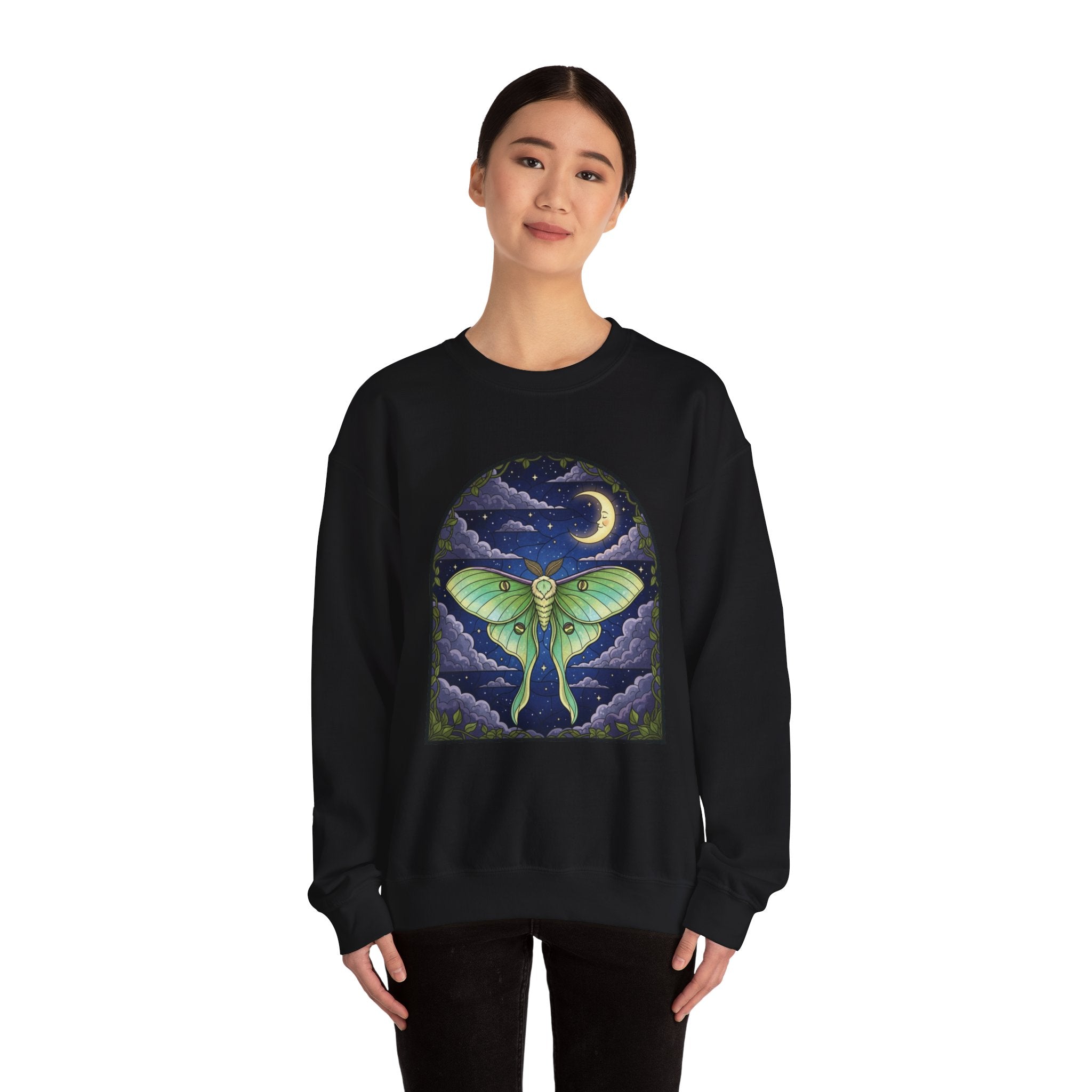 Luna Moth Stained Glass Crewneck Sweatshirt