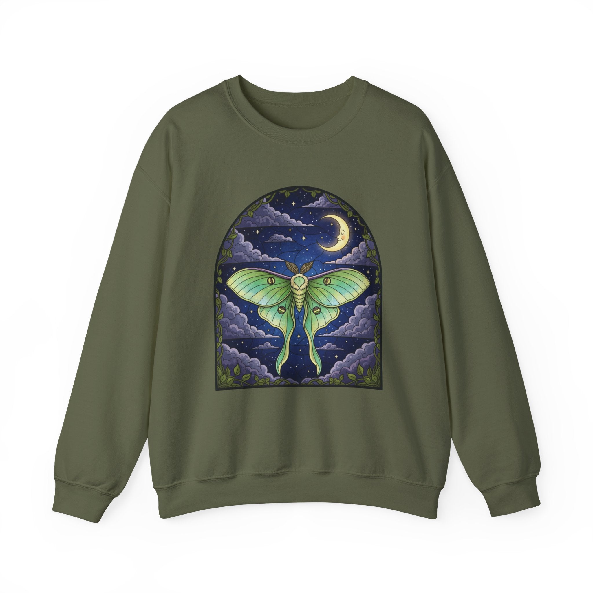 Luna Moth Stained Glass Crewneck Sweatshirt