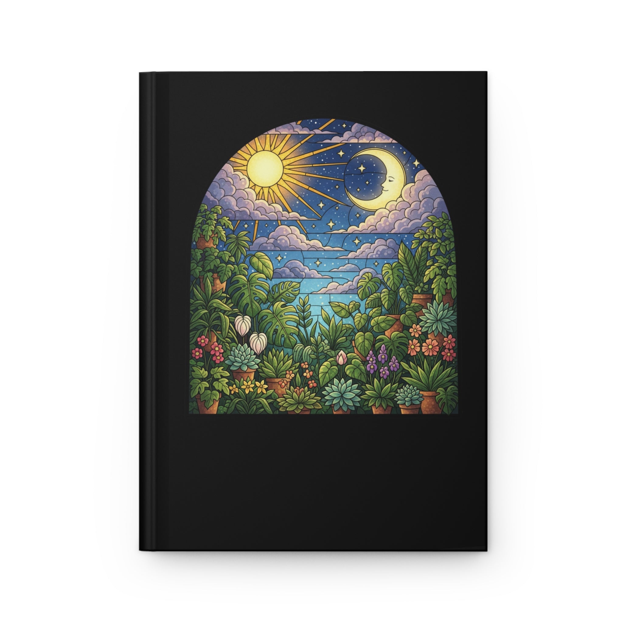 Celestial Day & Night Botanical Houseplant Scene Notebook