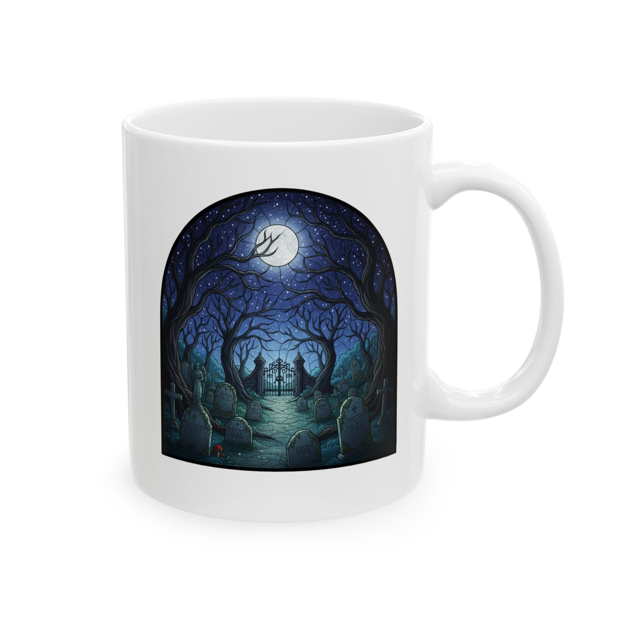 Mystic Moonlit Graveyard Ceramic Mug Coffee Cup (11oz/15oz)