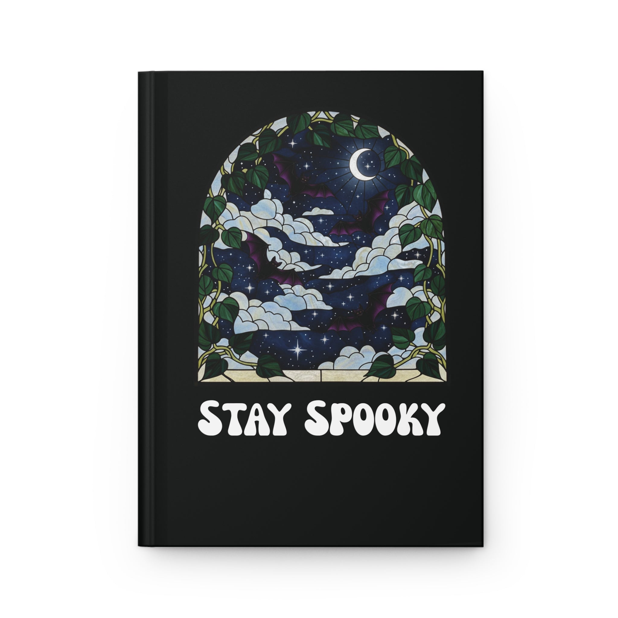 Stay Spooky Hardcover Journal | Stained Glass Gothic Night Sky Notebook