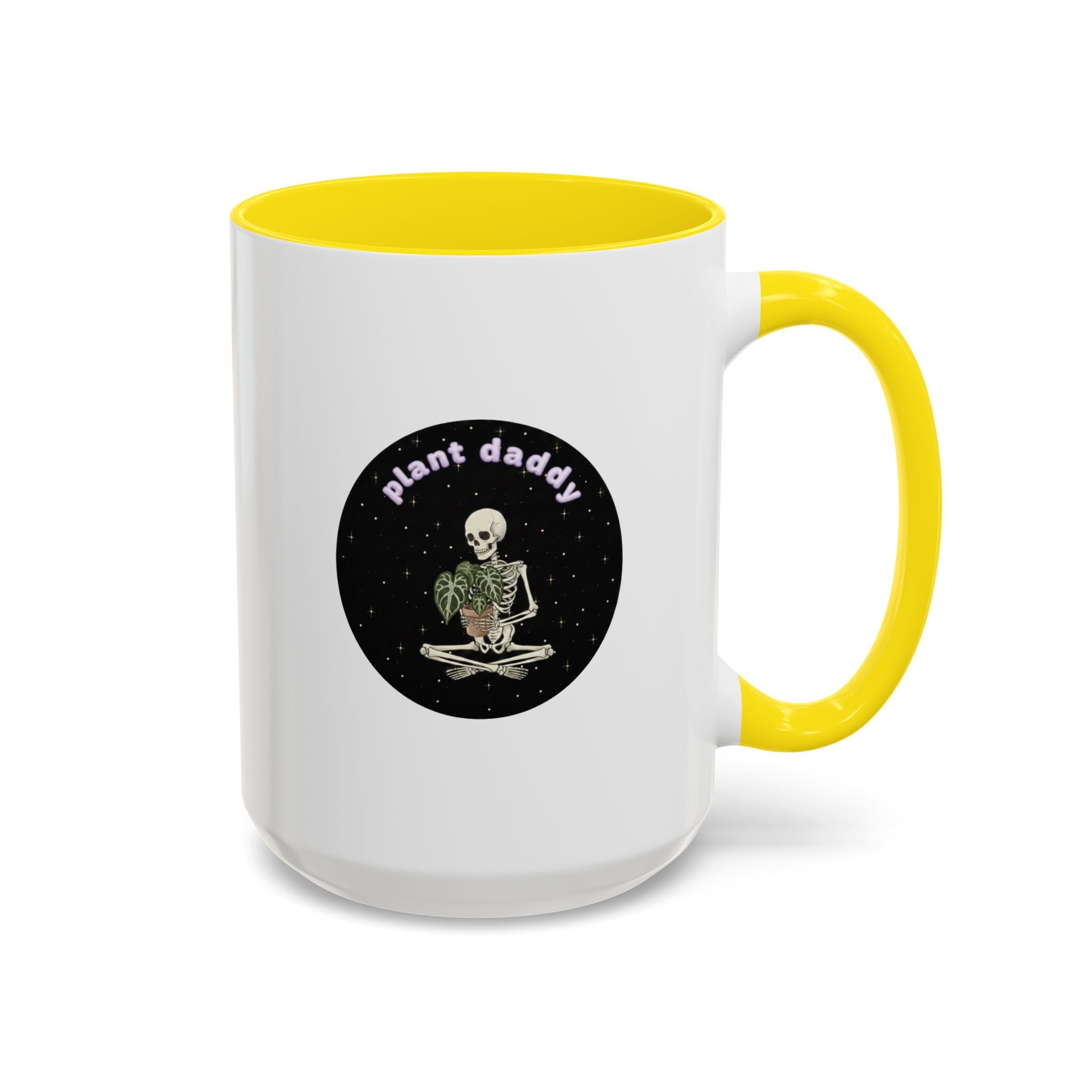 Plant Daddy Coffee Mug | Skeleton Holding Plant Accent Mug (11/15oz)