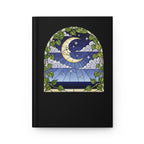 Moonlit Window Hardcover Journal | Stained Glass Crescent Moon Notebook