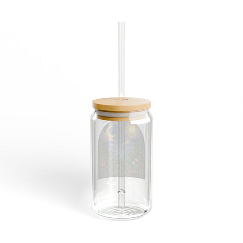 Celestial Houseplant Garden Sipper Glass | 16oz Eco Bamboo Lid Tumbler with Plastic Straw