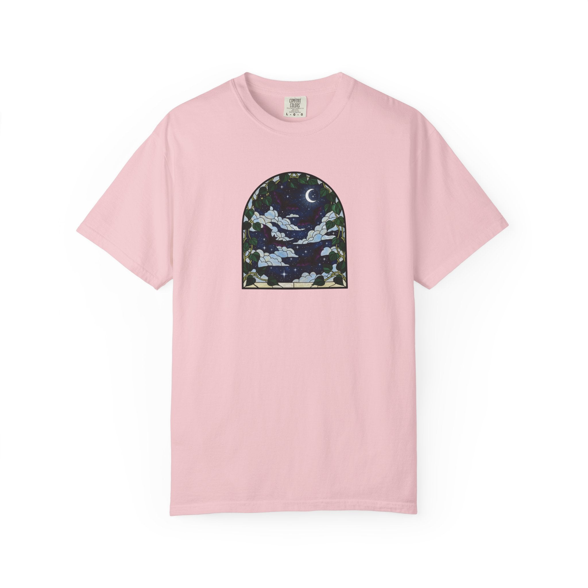 Moonlight Stained Glass Bats & Pothos T‑Shirt