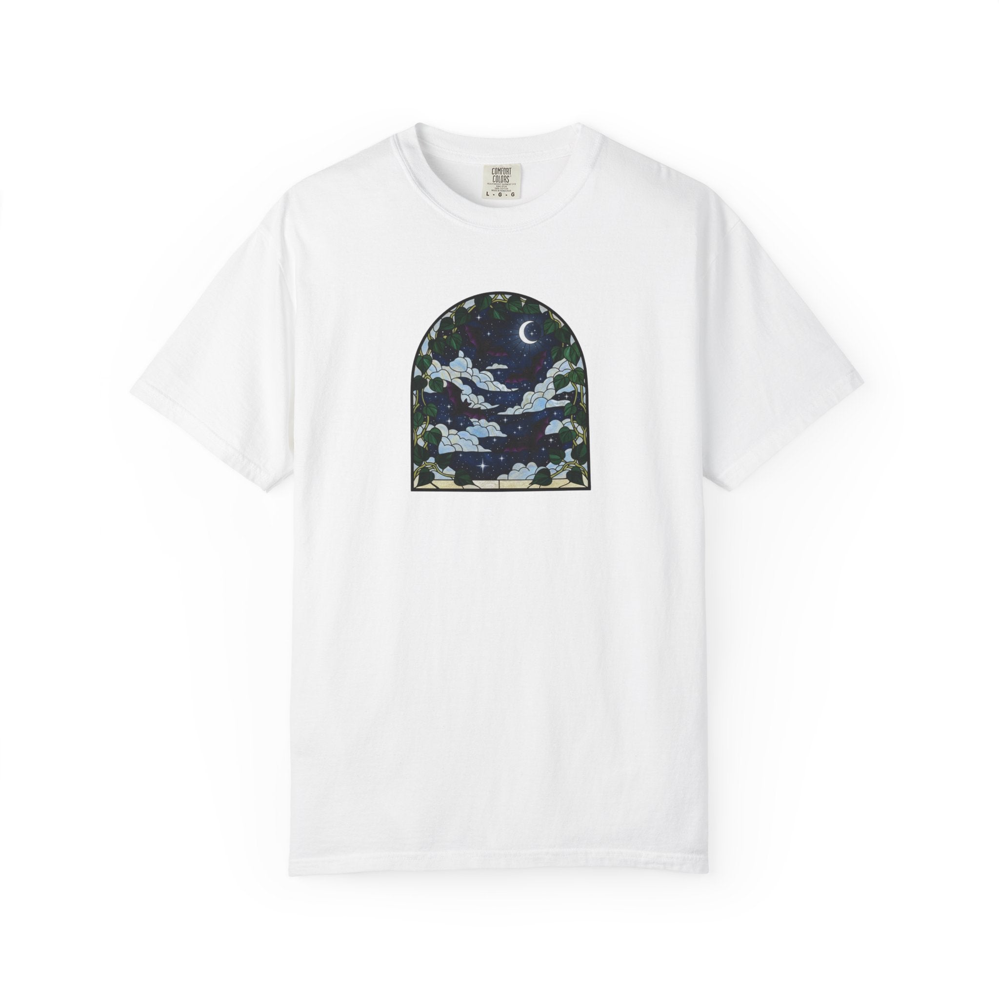 Moonlight Stained Glass Bats & Pothos T‑Shirt