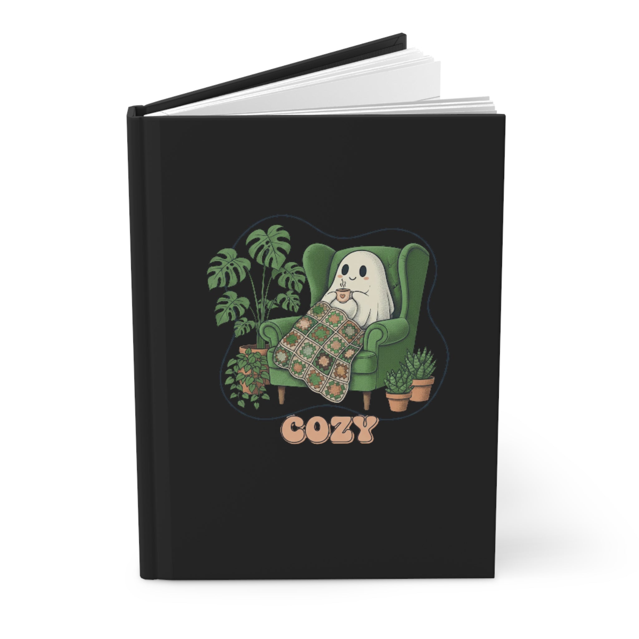 Cozy Ghost Hardcover Journal | Cute Plant Lover Notebook