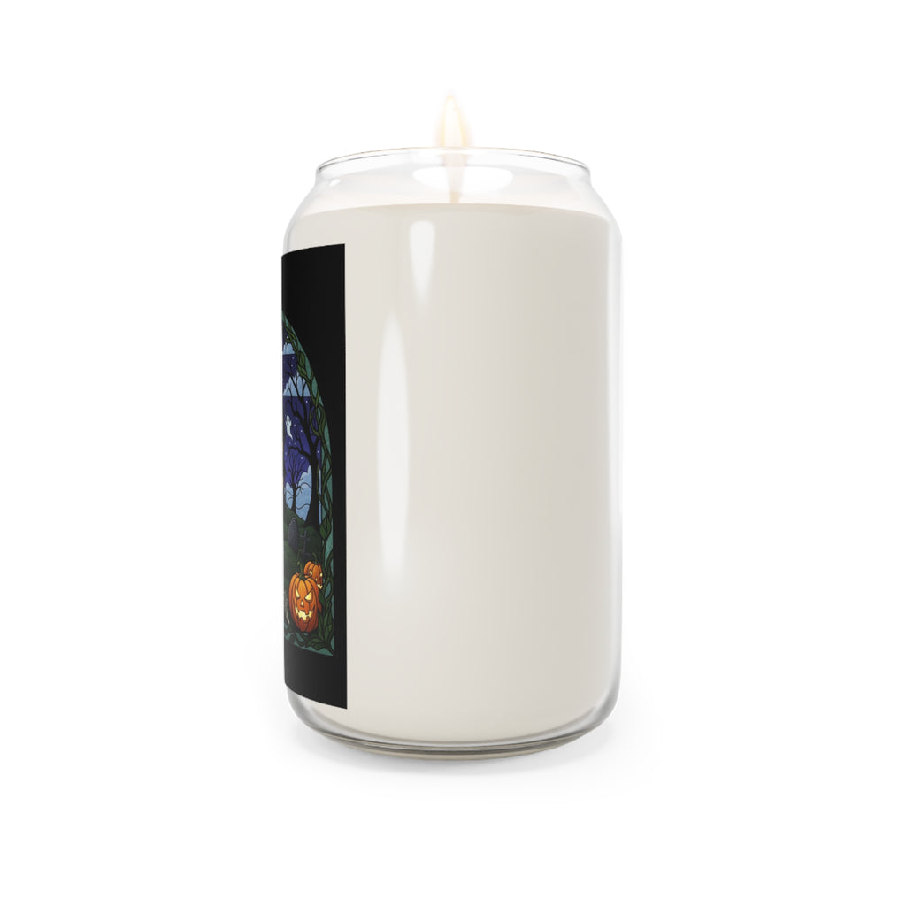 Haunted House Halloween Stained Glass Art Soy Candle 13.75 oz