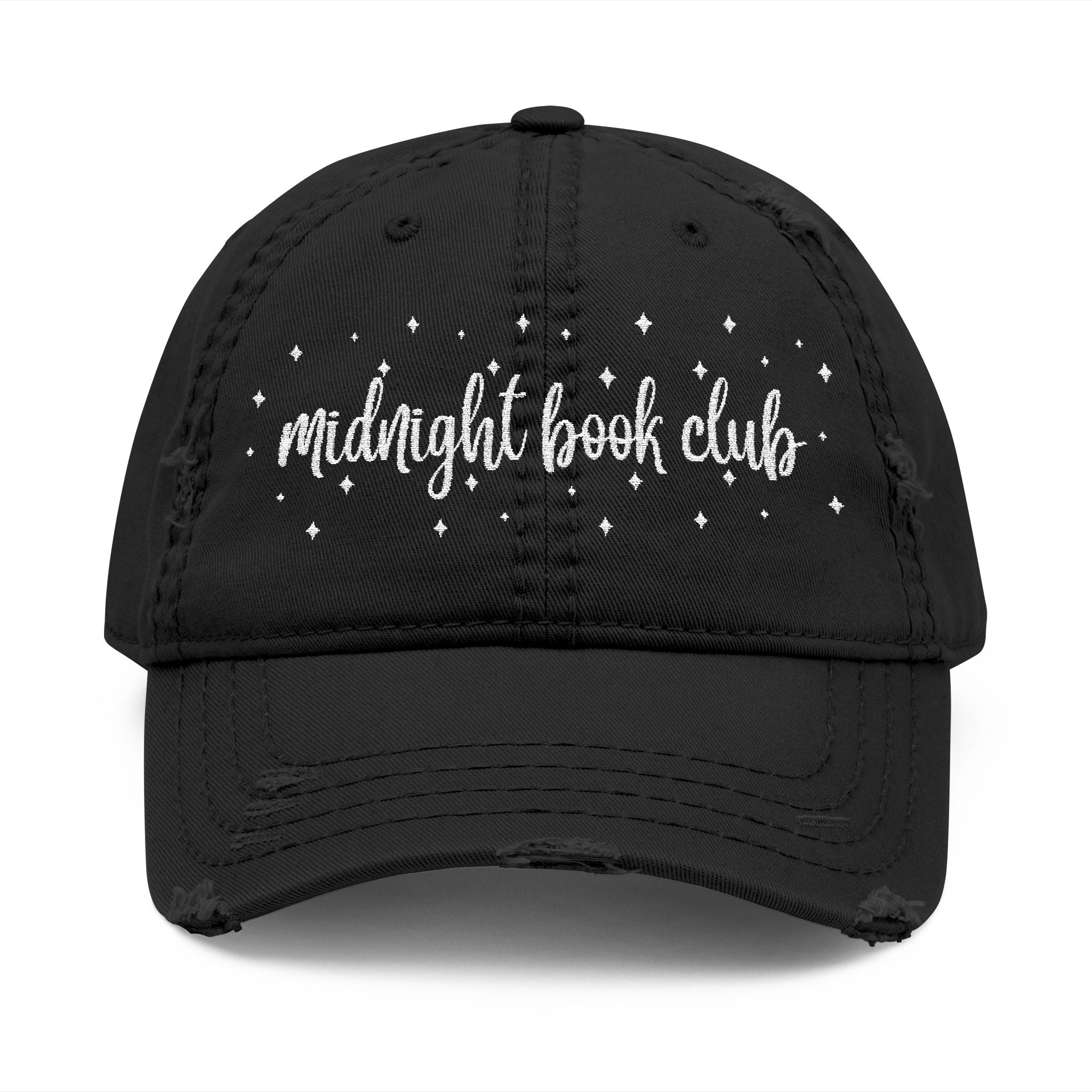 Midnight Book Club Distressed Dad Hat | Embroidered Reading Cap