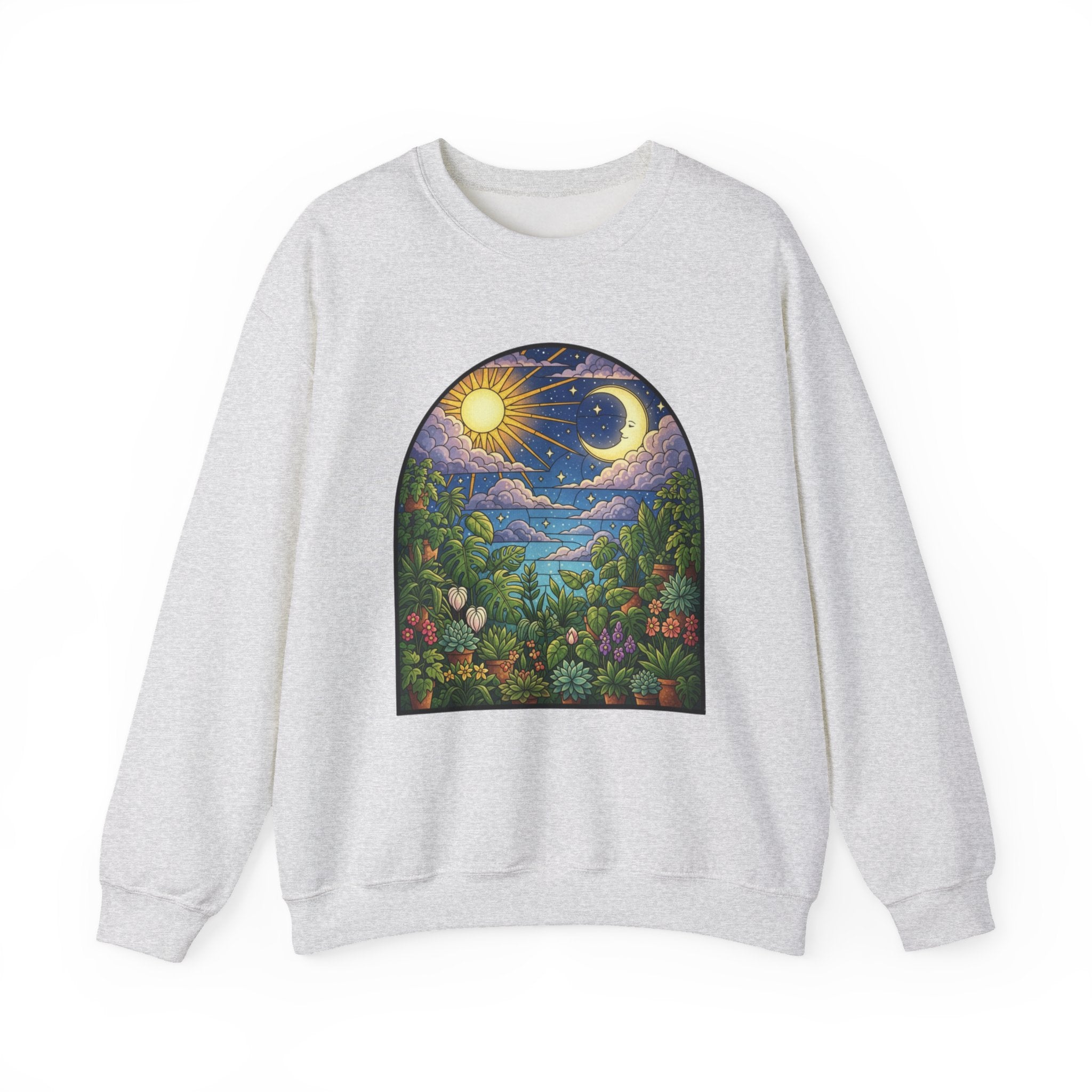 Celestial Houseplant Crewneck Sweatshirt | Stained Glass Pullover