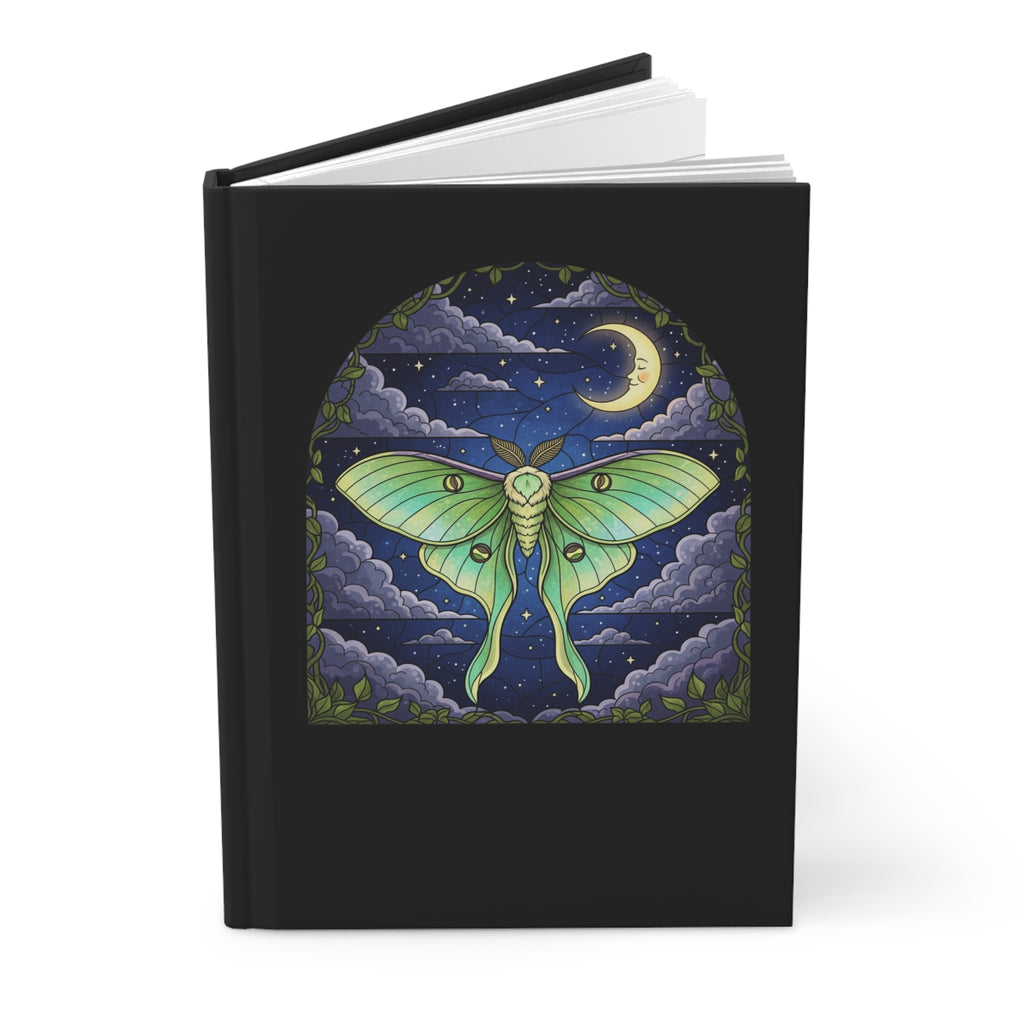 Luna Moth Hardcover Journal | Moonlit Night Sky Notebook