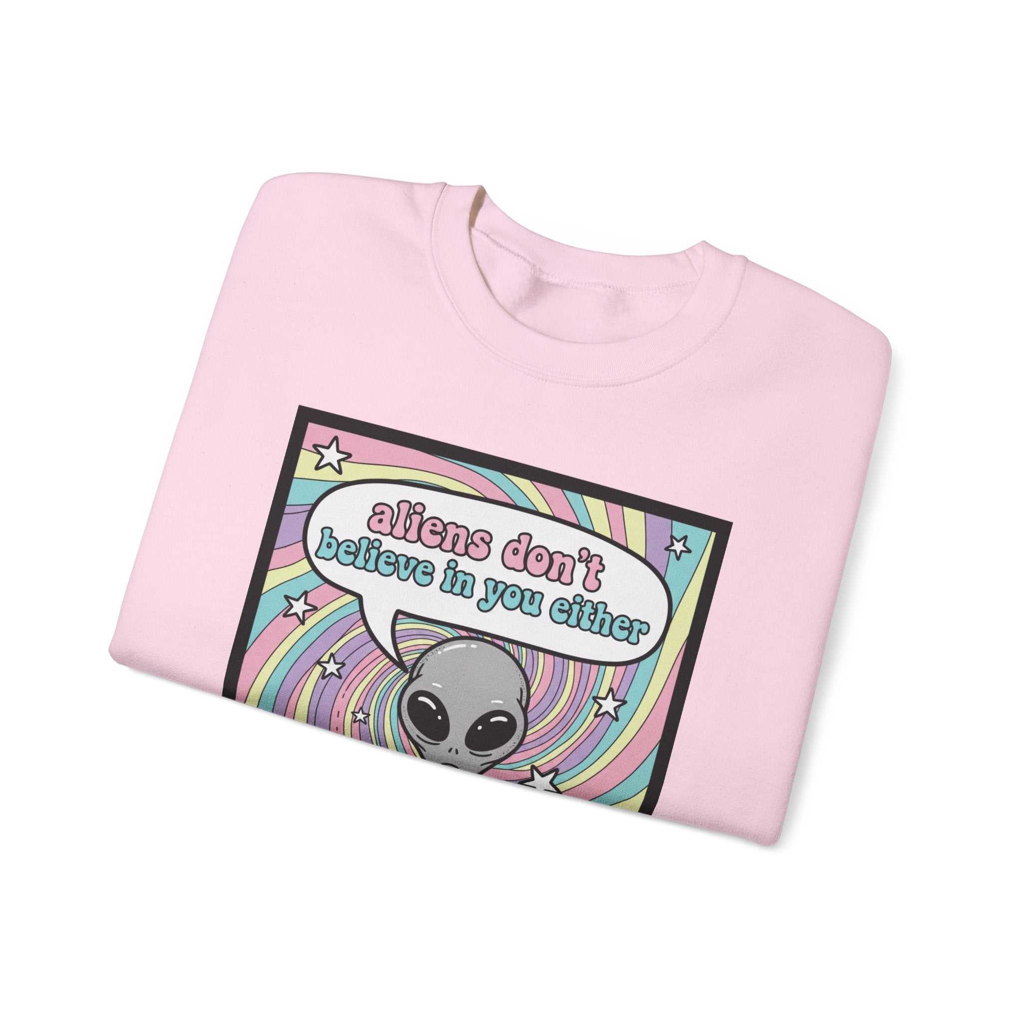 Aliens Don't Believe in You Either | Pastel Retro Crewneck Sweatshirt