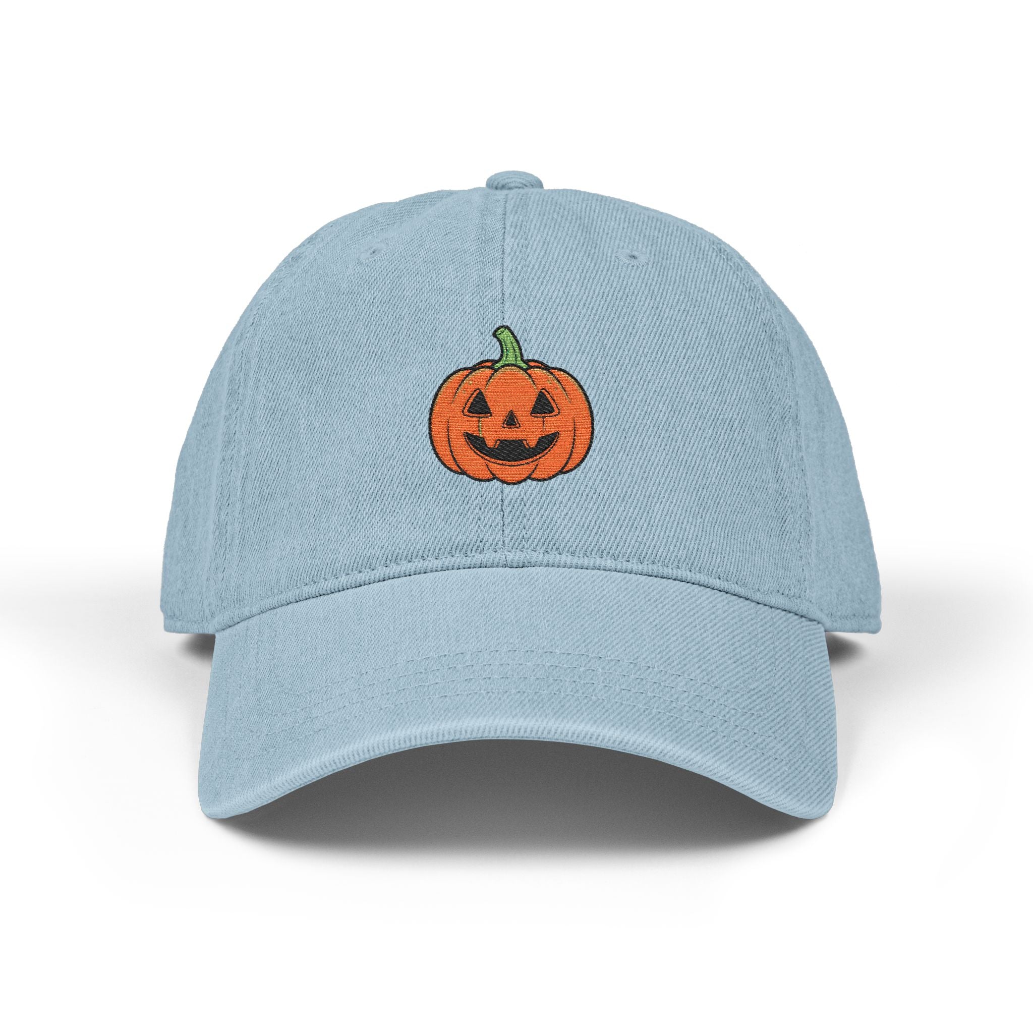 Embroidered Jack-o'-Lantern Denim Hat | Halloween Pumpkin Cap