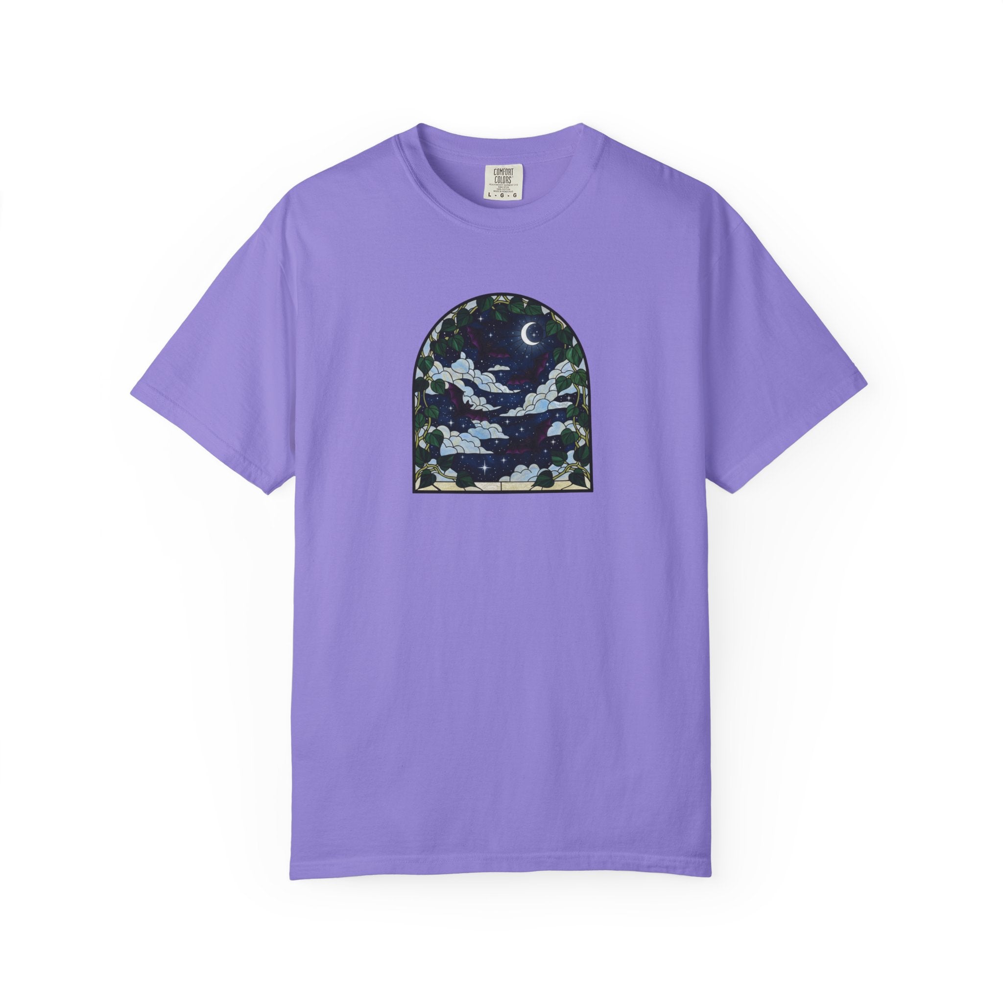 Moonlight Stained Glass Bats & Pothos T‑Shirt