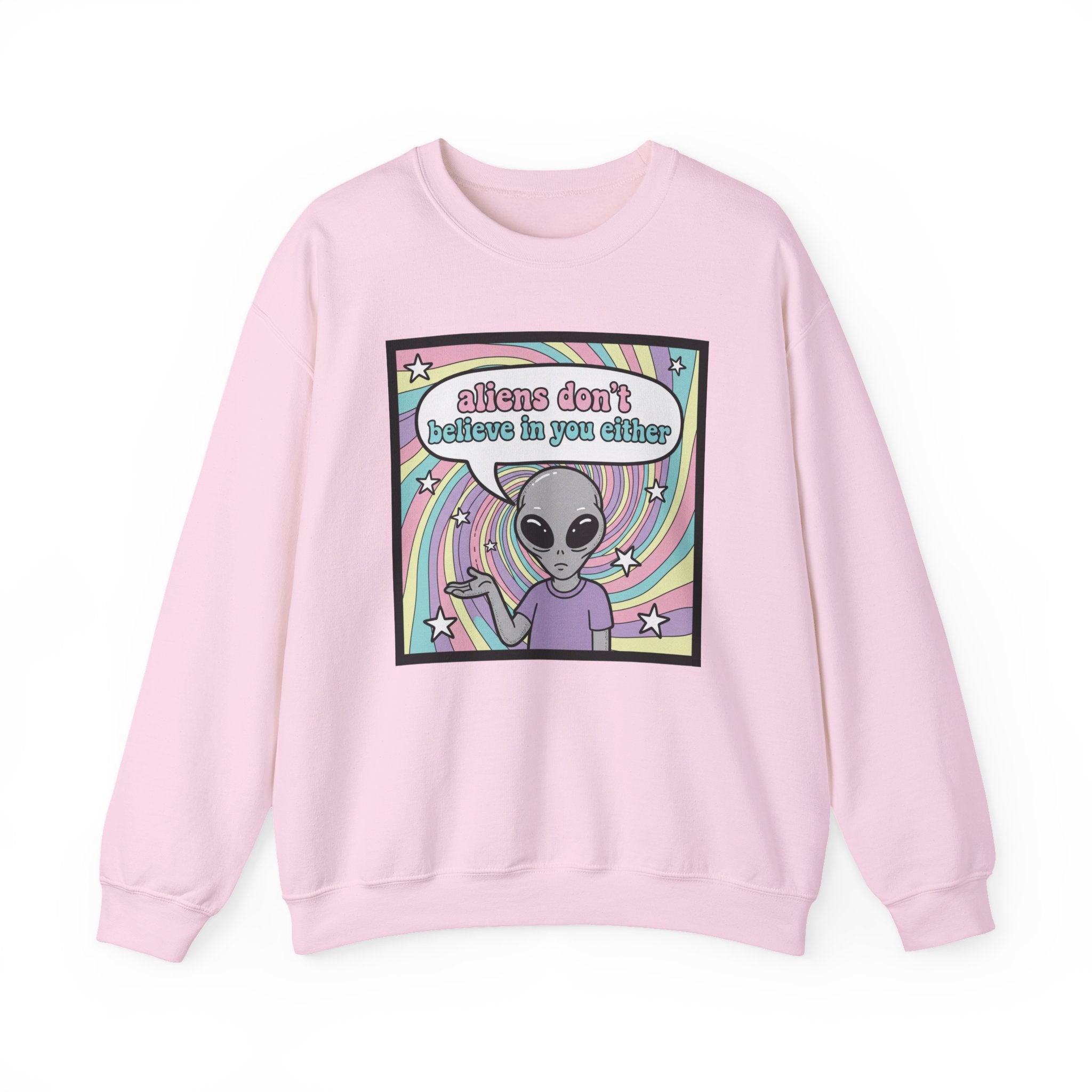 Aliens Don't Believe in You Either | Pastel Retro Crewneck Sweatshirt