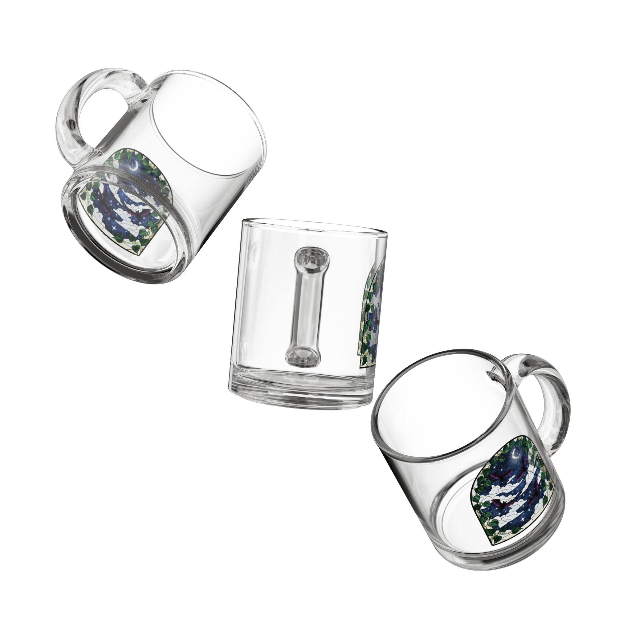 Moonlit Sky and Bats 10oz Glass Mug