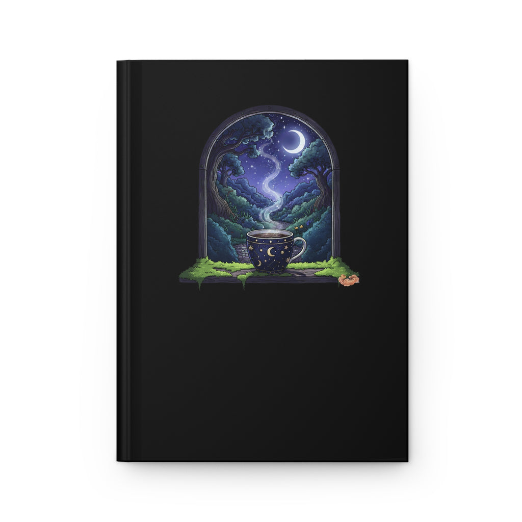 Mystic Night Tea Hardcover Journal | Moonlit Window Illustration