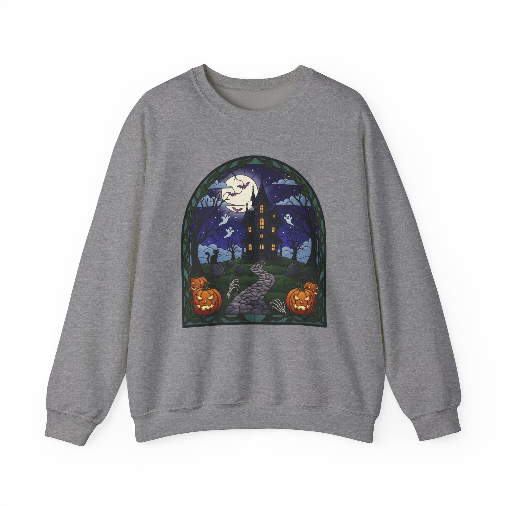 Haunted House Halloween Sweatshirt | Moonlit Spooky Crewneck