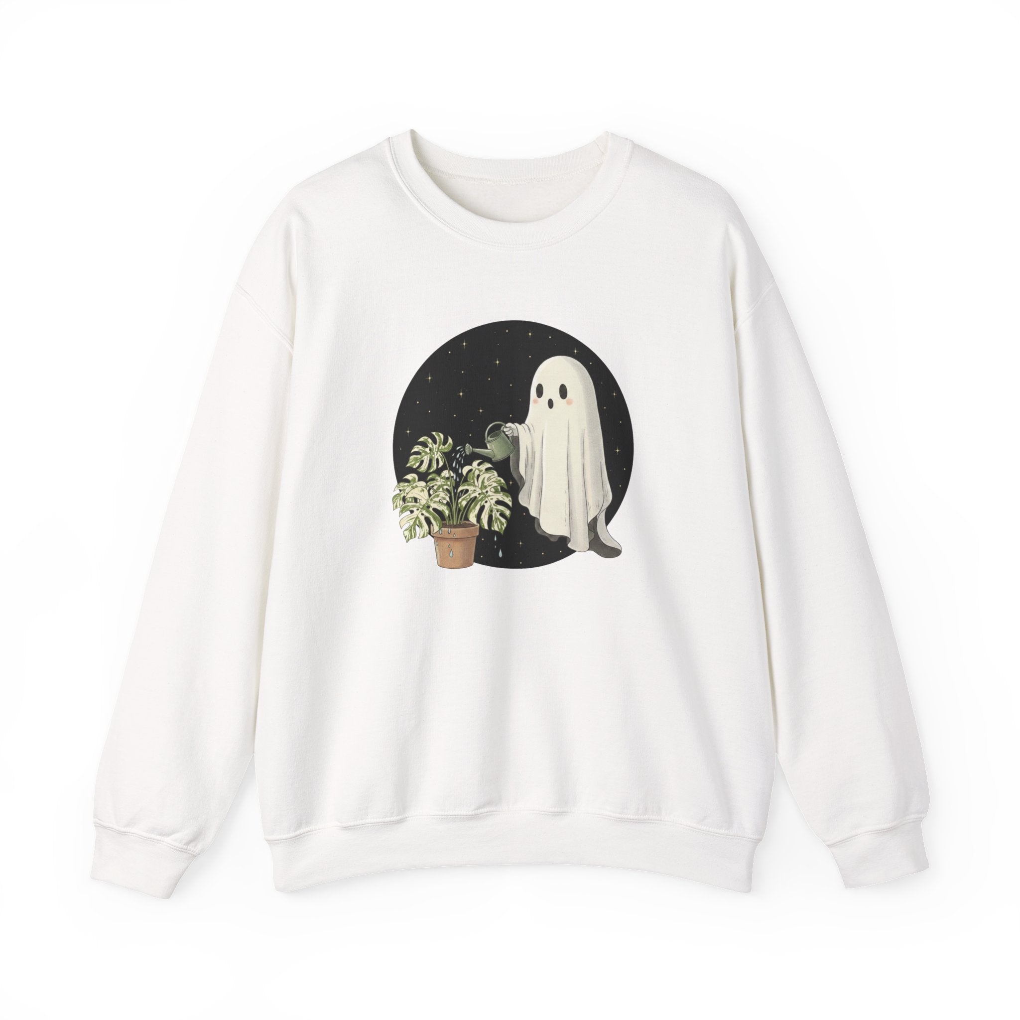 Ghost Plant Crewneck Sweatshirt | Ghost Watering Monstera Thai Con Pullover