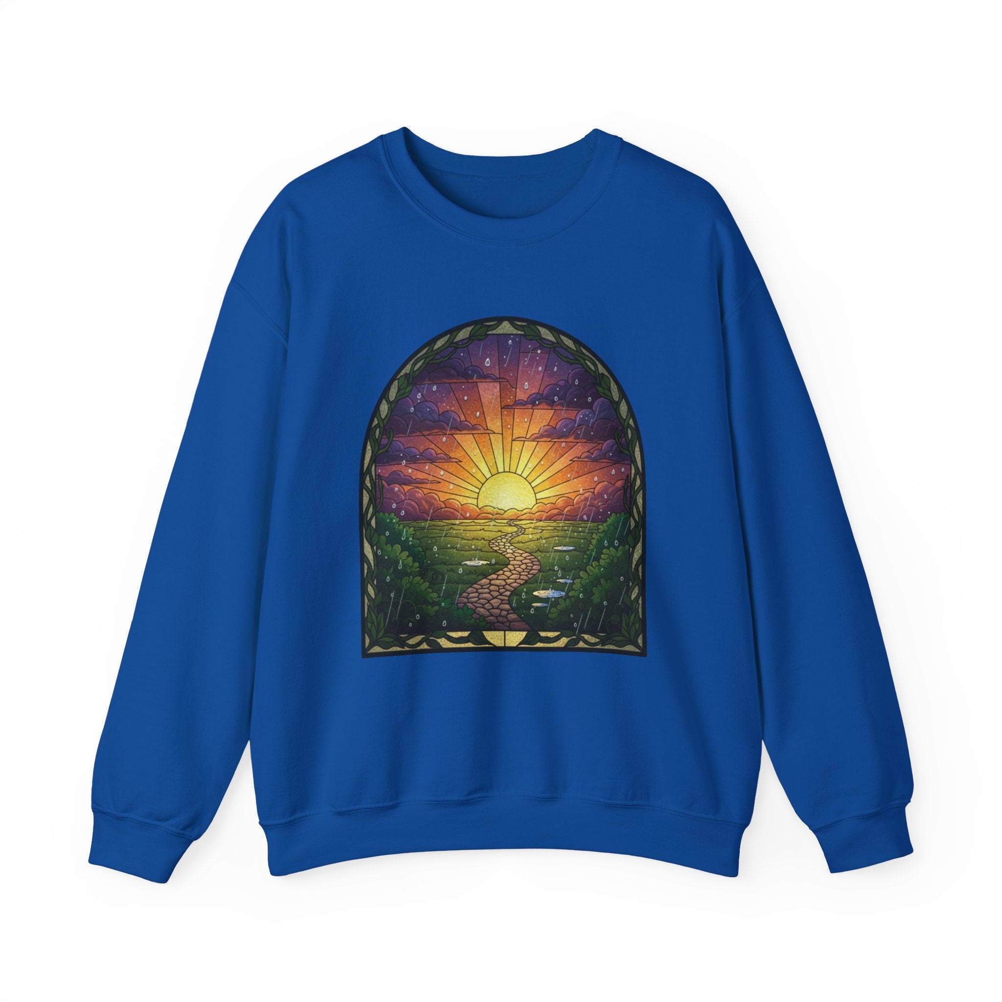 Rainy Sunset Stained Glass Crewneck Sweatshirt