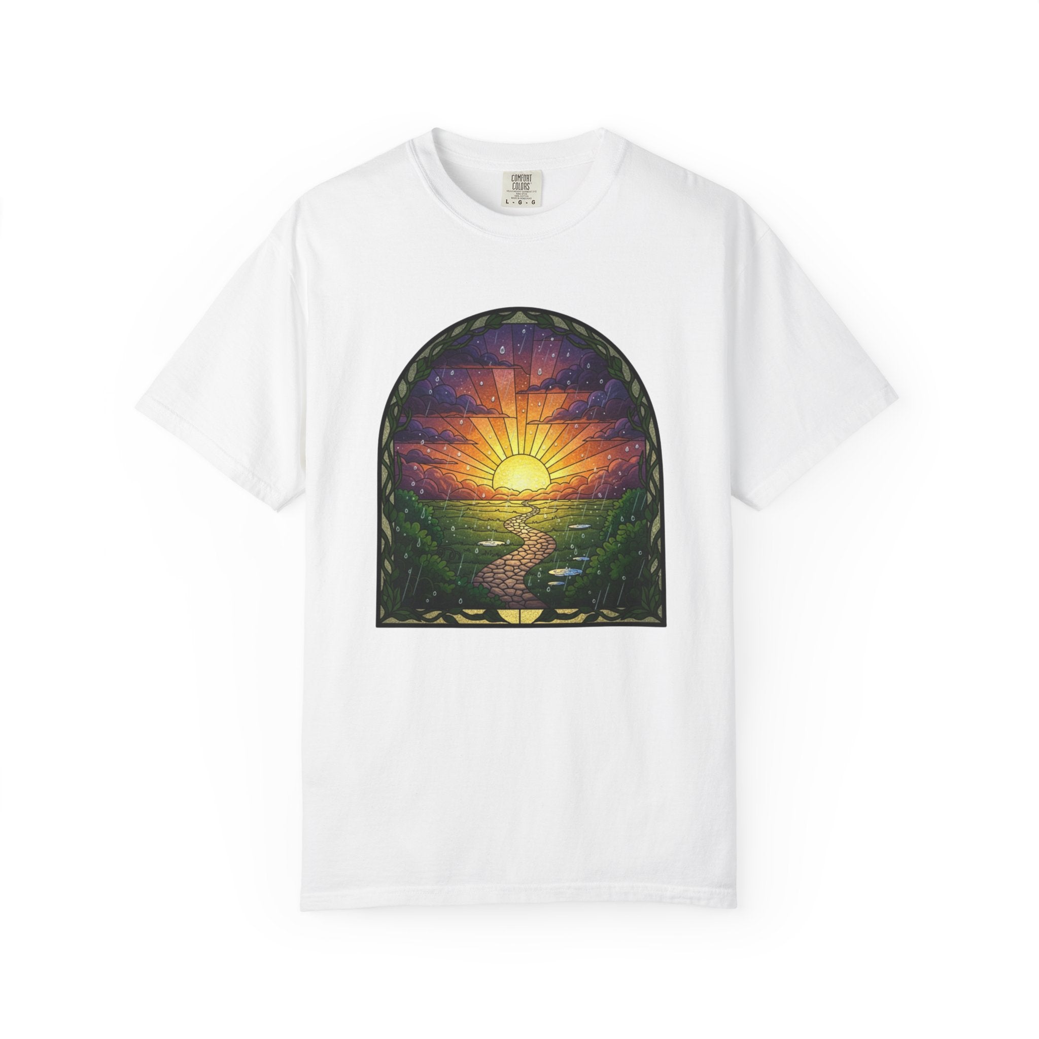 Rainy Sunset Stained Glass T-Shirt