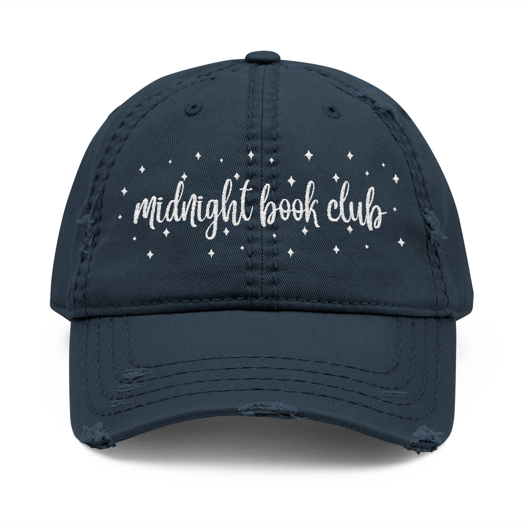 Midnight Book Club Distressed Dad Hat | Embroidered Reading Cap