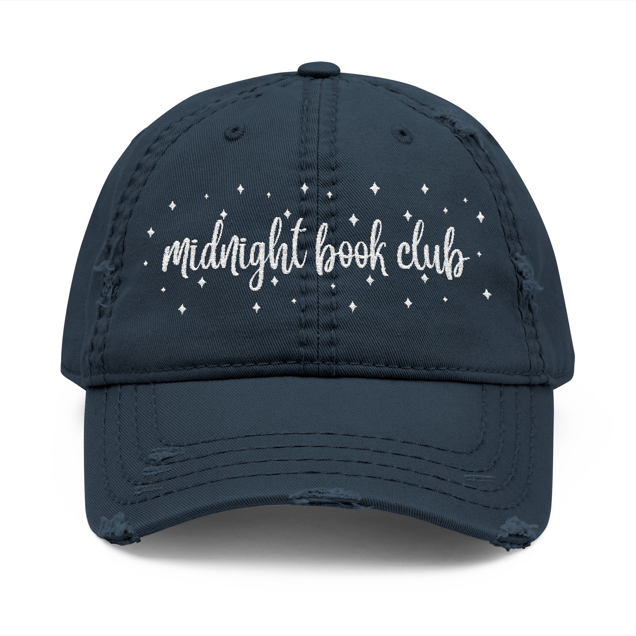 Midnight Book Club Distressed Dad Hat | Embroidered Reading Cap