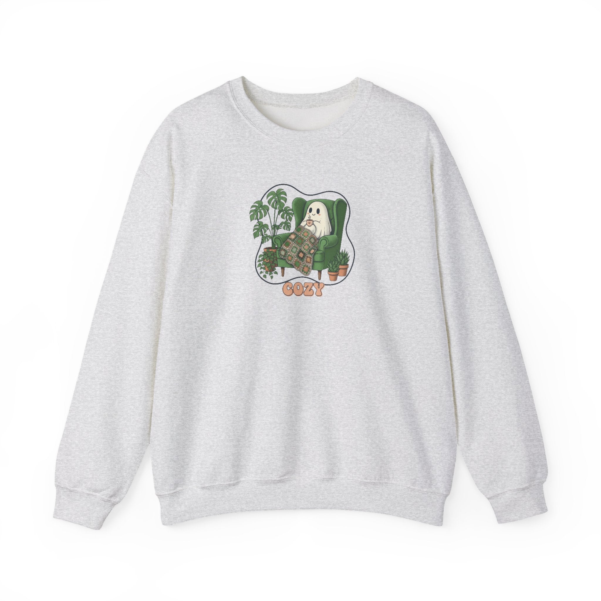 Ghost & Plants Crewneck Sweatshirt | Cozy Plant Lover Pullover