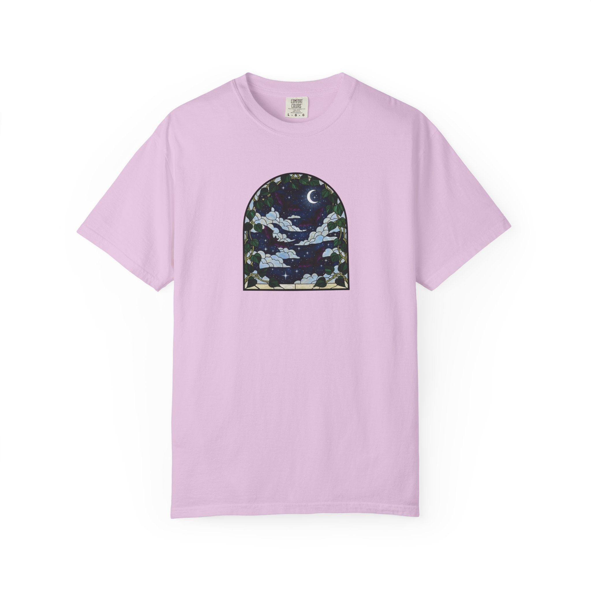 Moonlight Stained Glass Bats & Pothos T‑Shirt