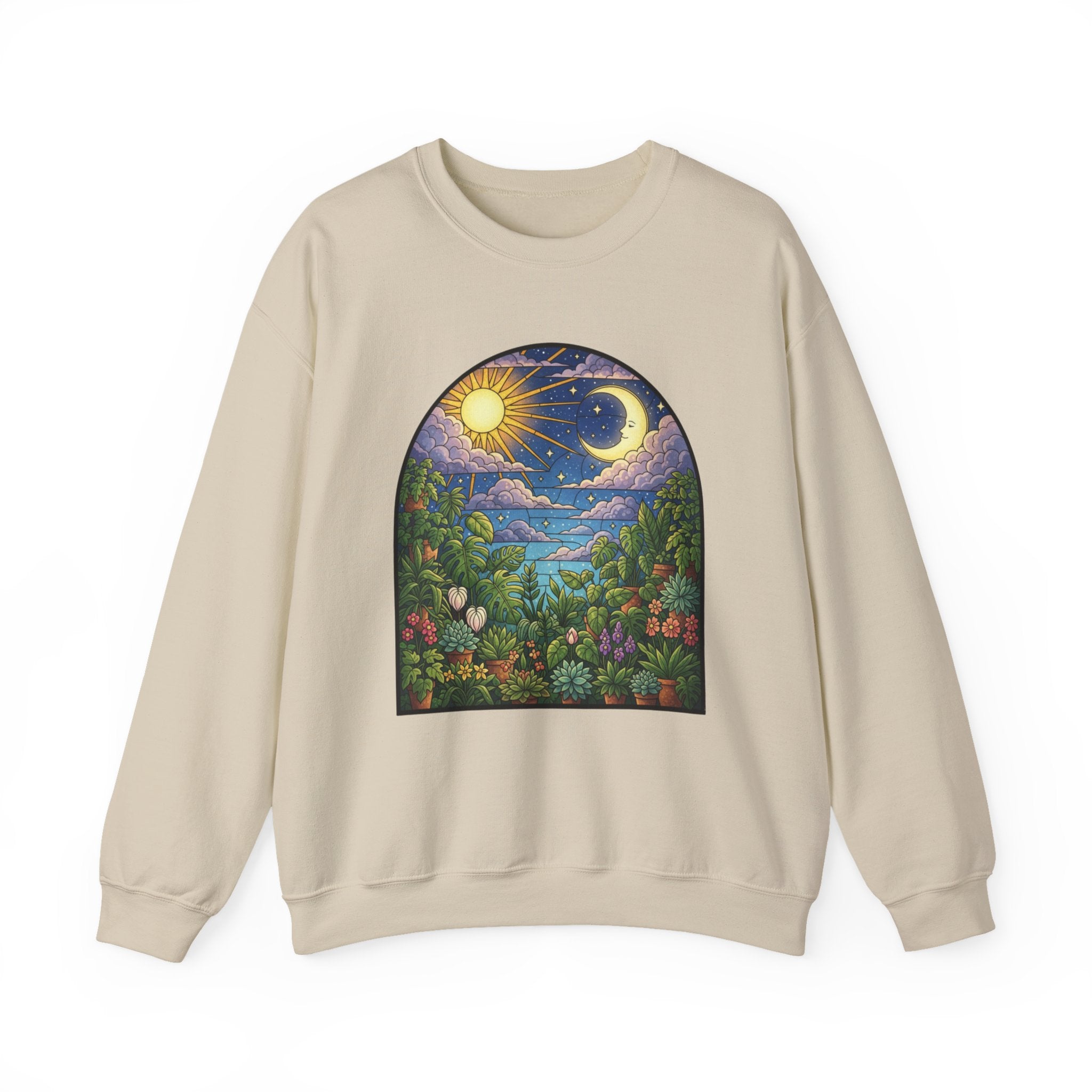 Celestial Houseplant Crewneck Sweatshirt | Stained Glass Pullover