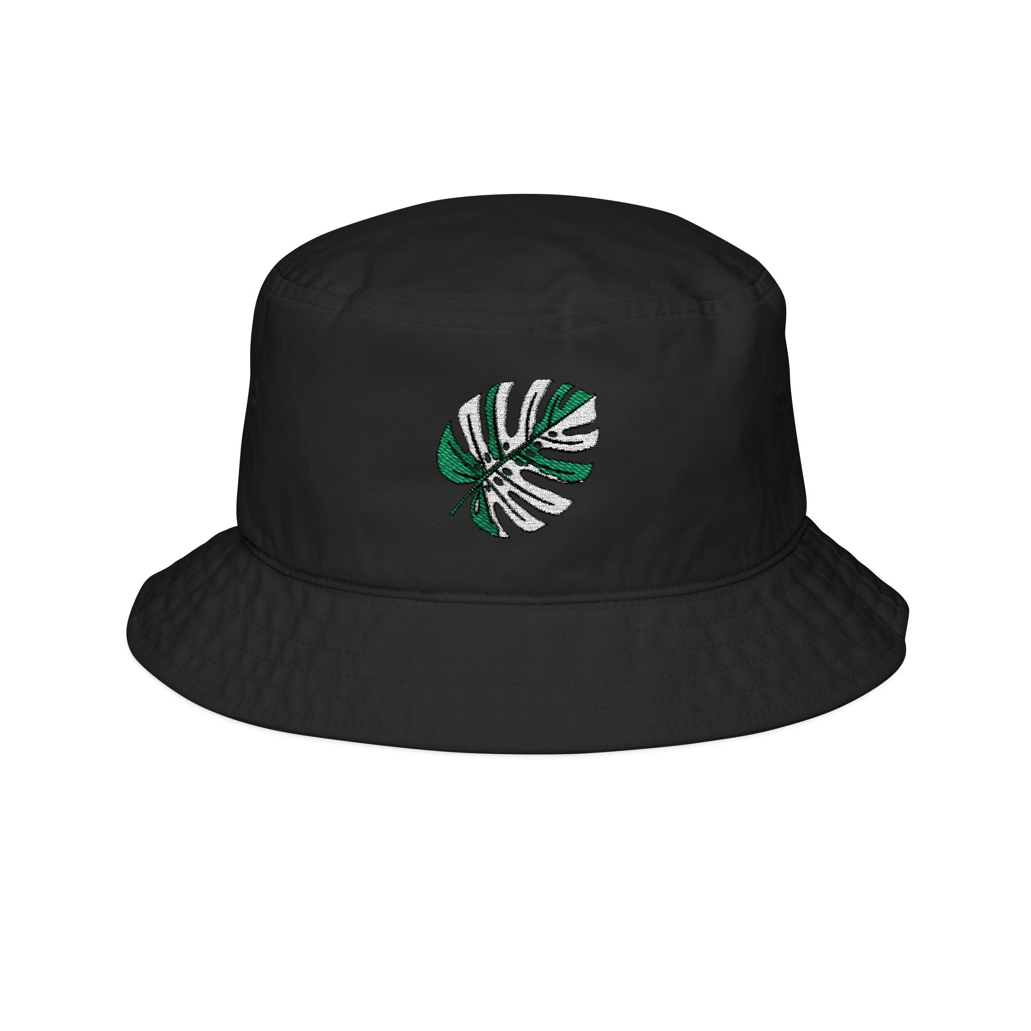 Embroidered Monstera Albo Bucket Hat | Tropical Leaf Garden Hat