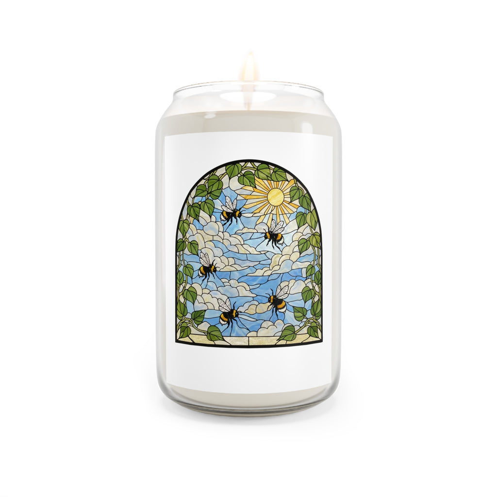 Bee & Pothos Stained Glass Soy Candle | Scented 13.75oz Decorative Jar