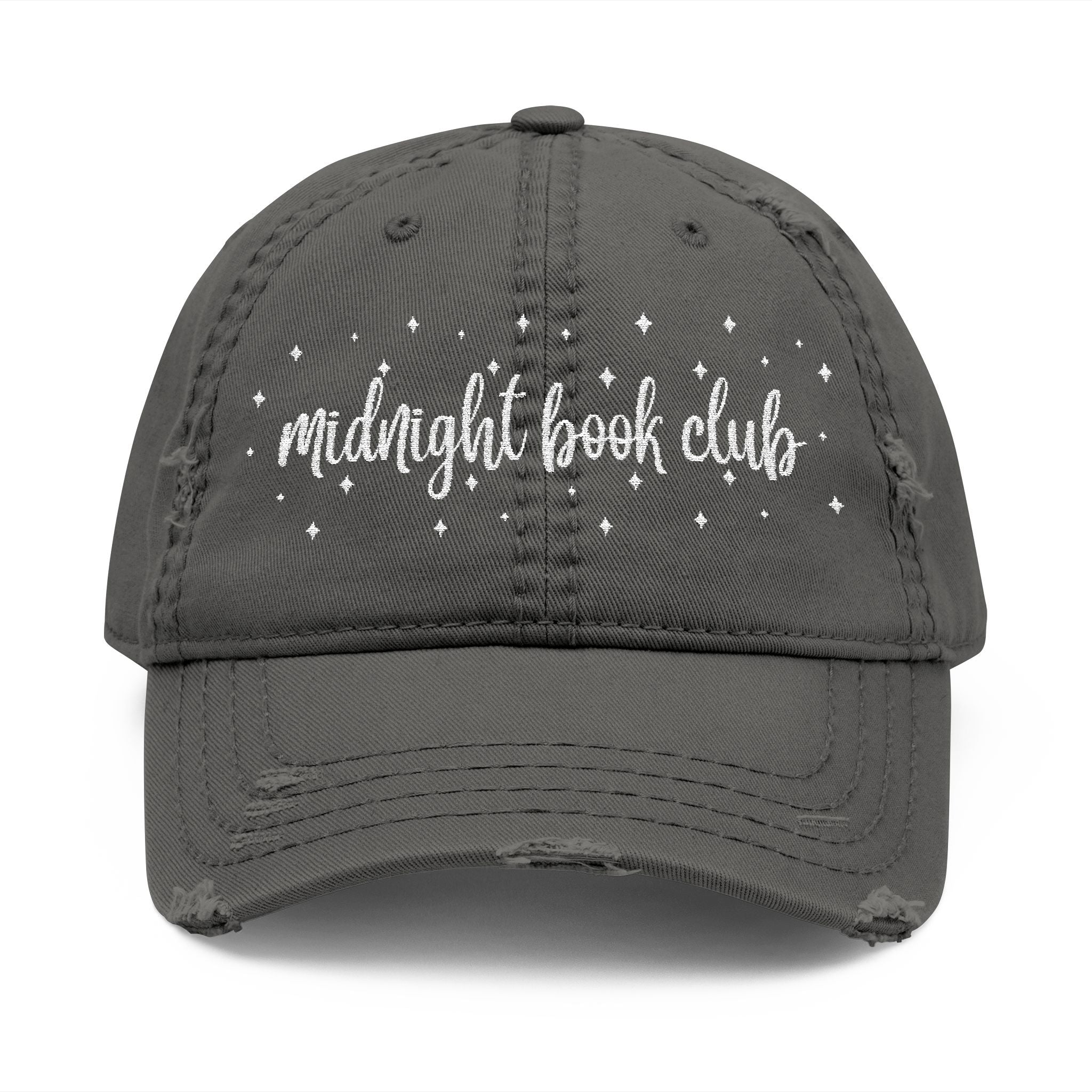 Midnight Book Club Distressed Dad Hat | Embroidered Reading Cap