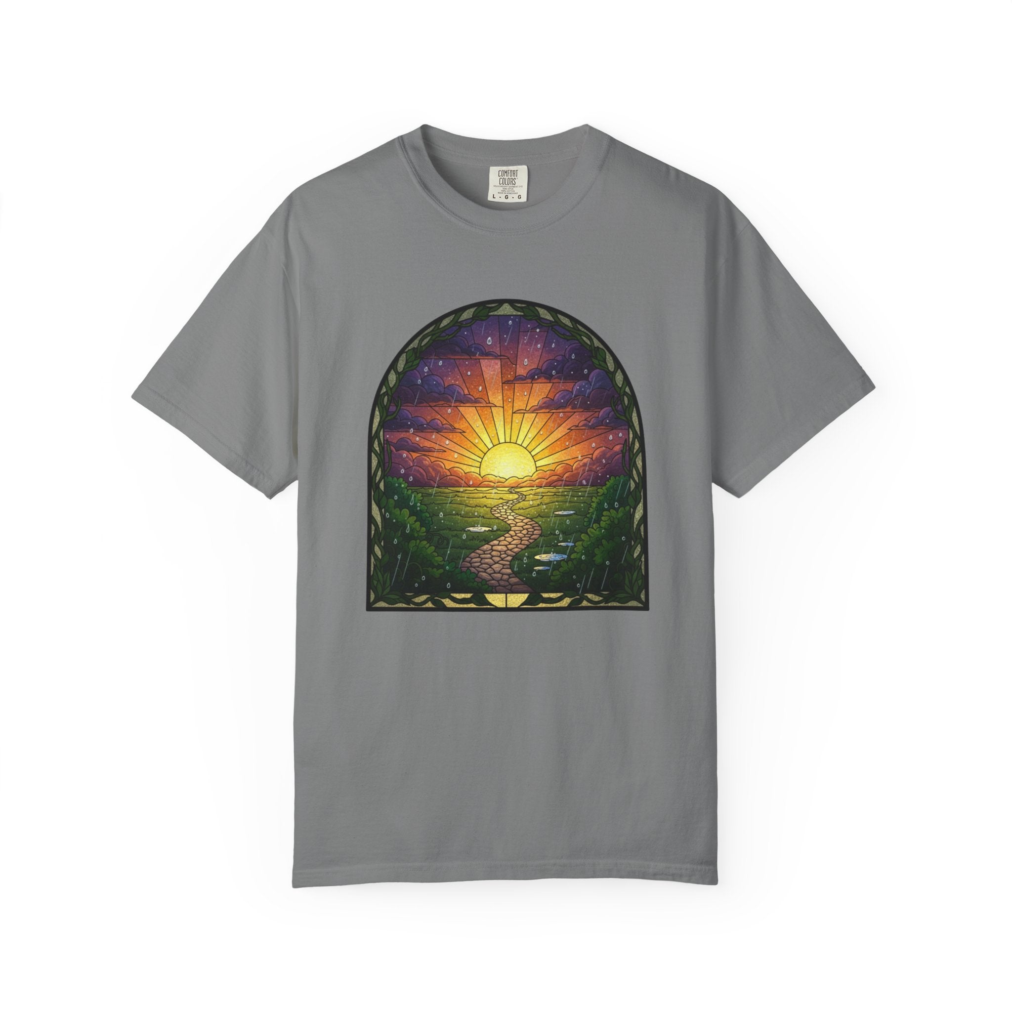 Rainy Sunset Stained Glass T-Shirt