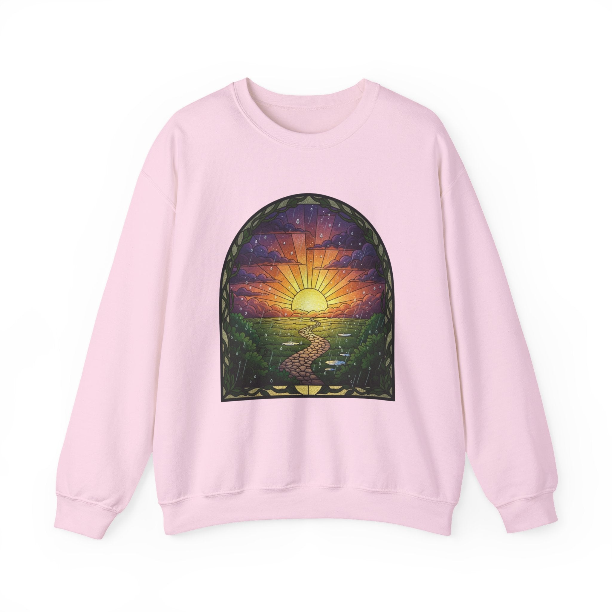 Rainy Sunset Stained Glass Crewneck Sweatshirt