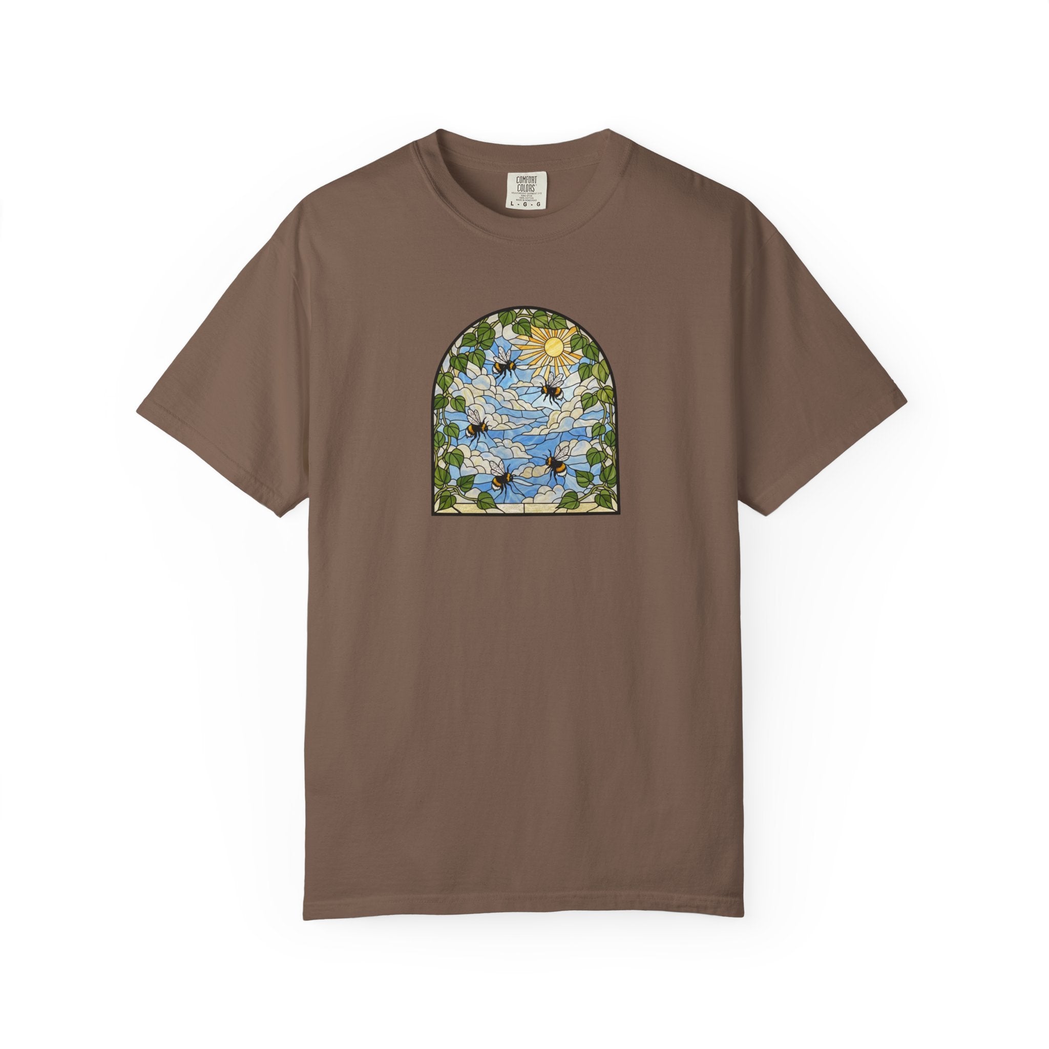 Stained Glass Bumblebee T-Shirt | Arched Vintage Window Tee