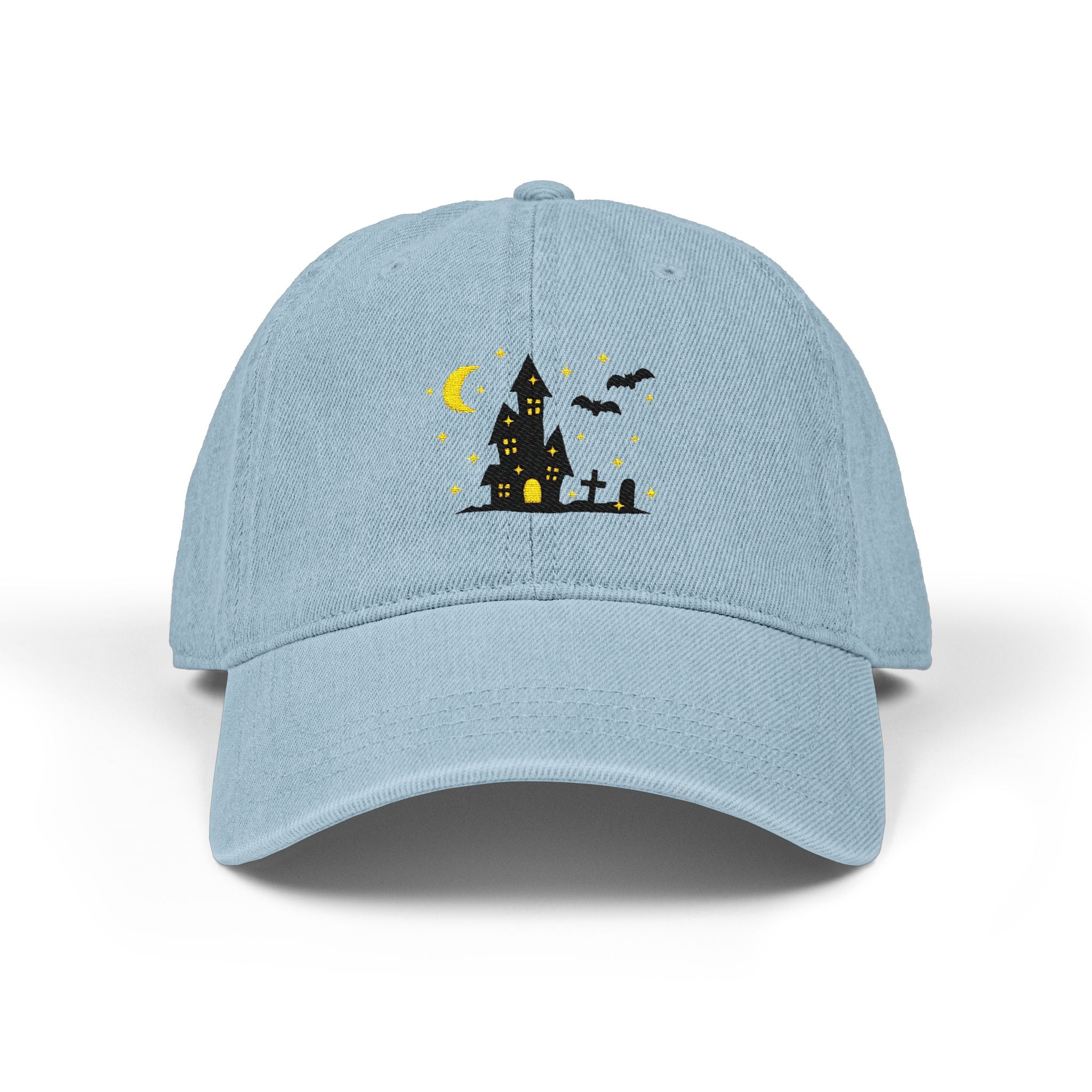 Haunted House Embroidered Denim Hat | Halloween Cap