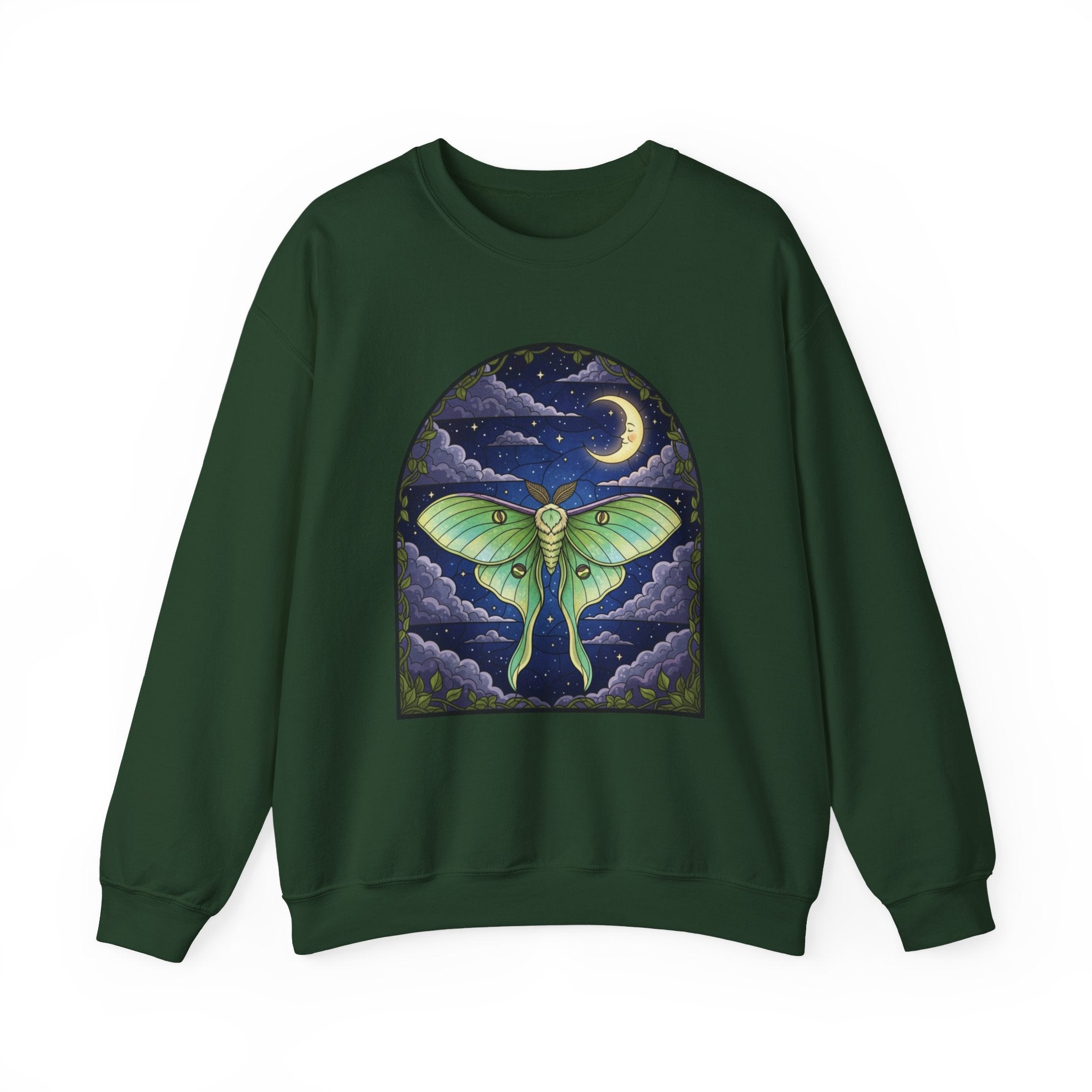 Luna Moth Stained Glass Crewneck Sweatshirt