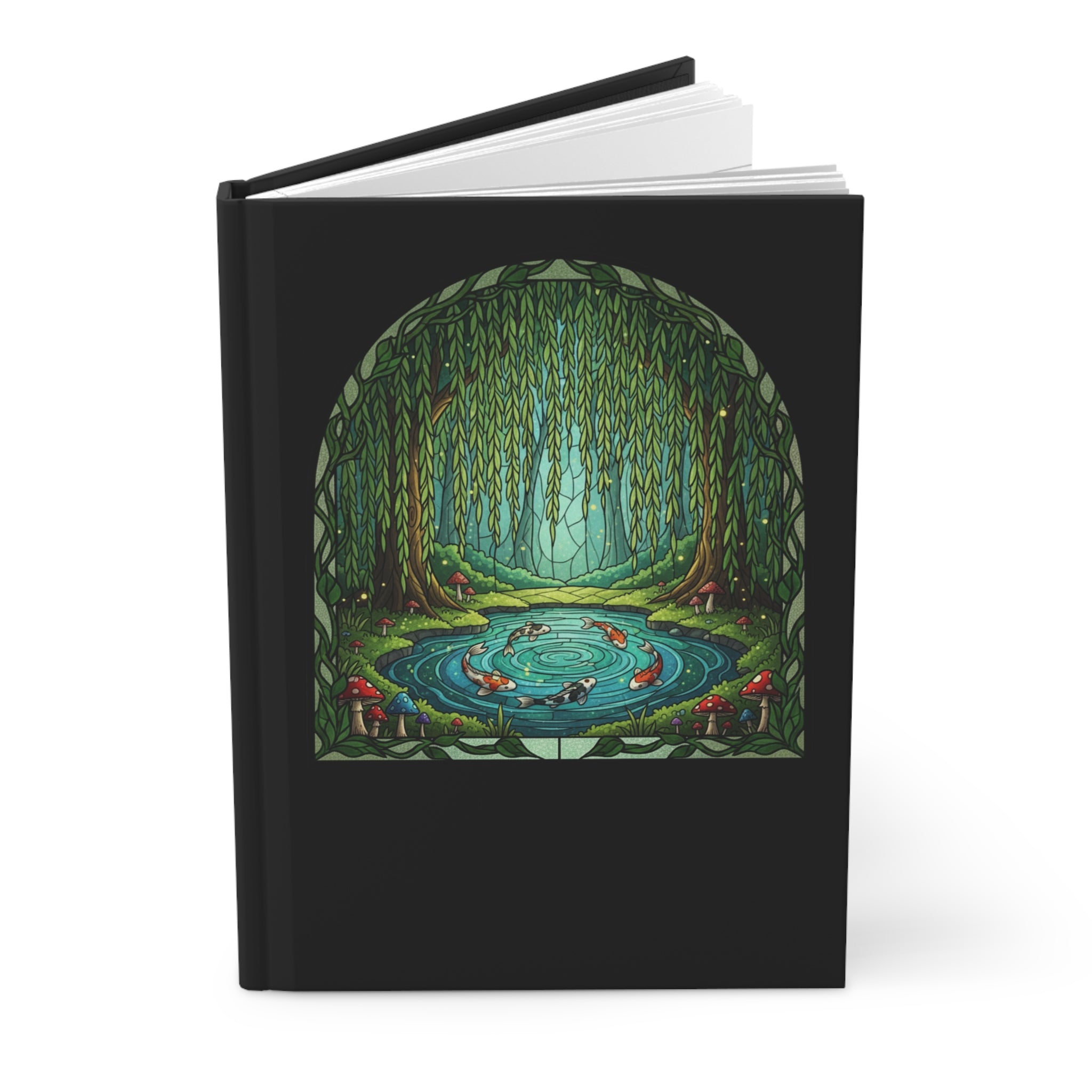 Enchanted Willow Tree Forest Koi Pond Notebook